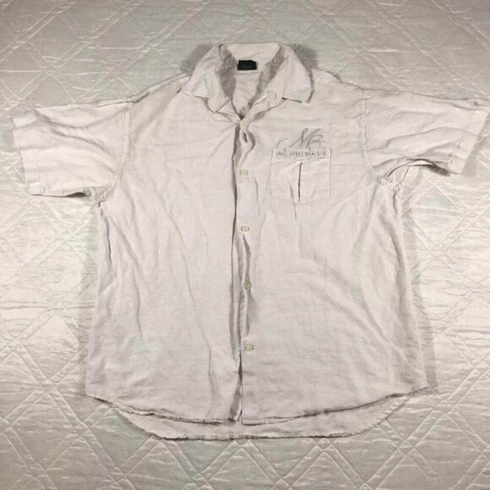 MAKAVELI BRANDED off white short sleeve button‎ front casual shirt XL